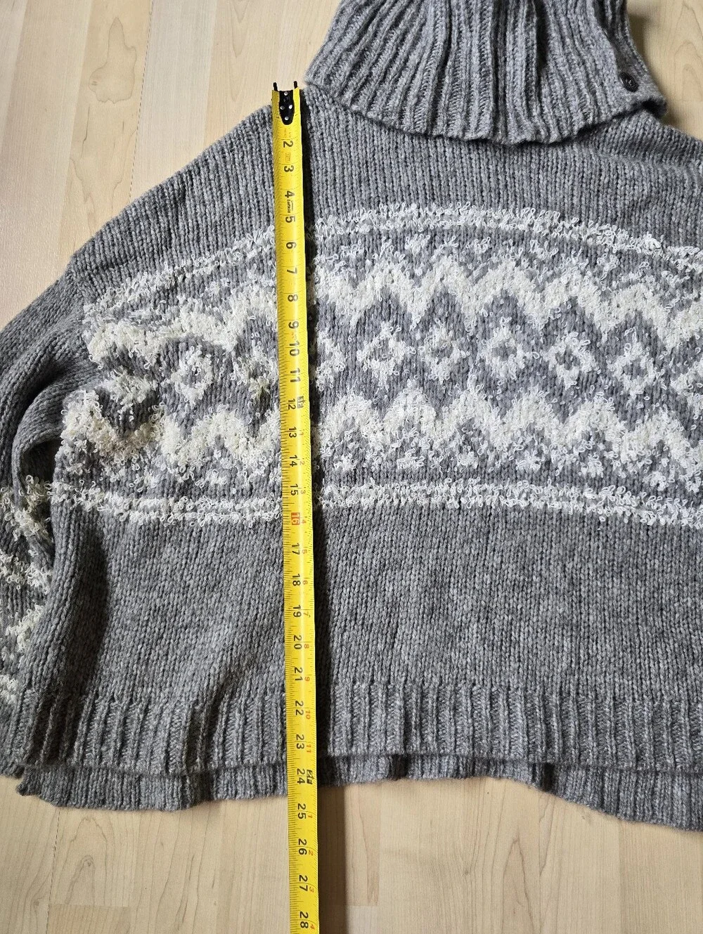 Free People Ragnar Fair Isle Split Cowl Neck Sweater Size Medium